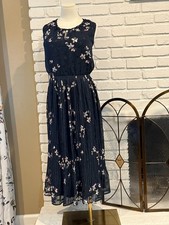 SALE!! Macy's-Q&A Plus Size 3X Black Floral Pleated Maxi Dress Sleeveless Boho