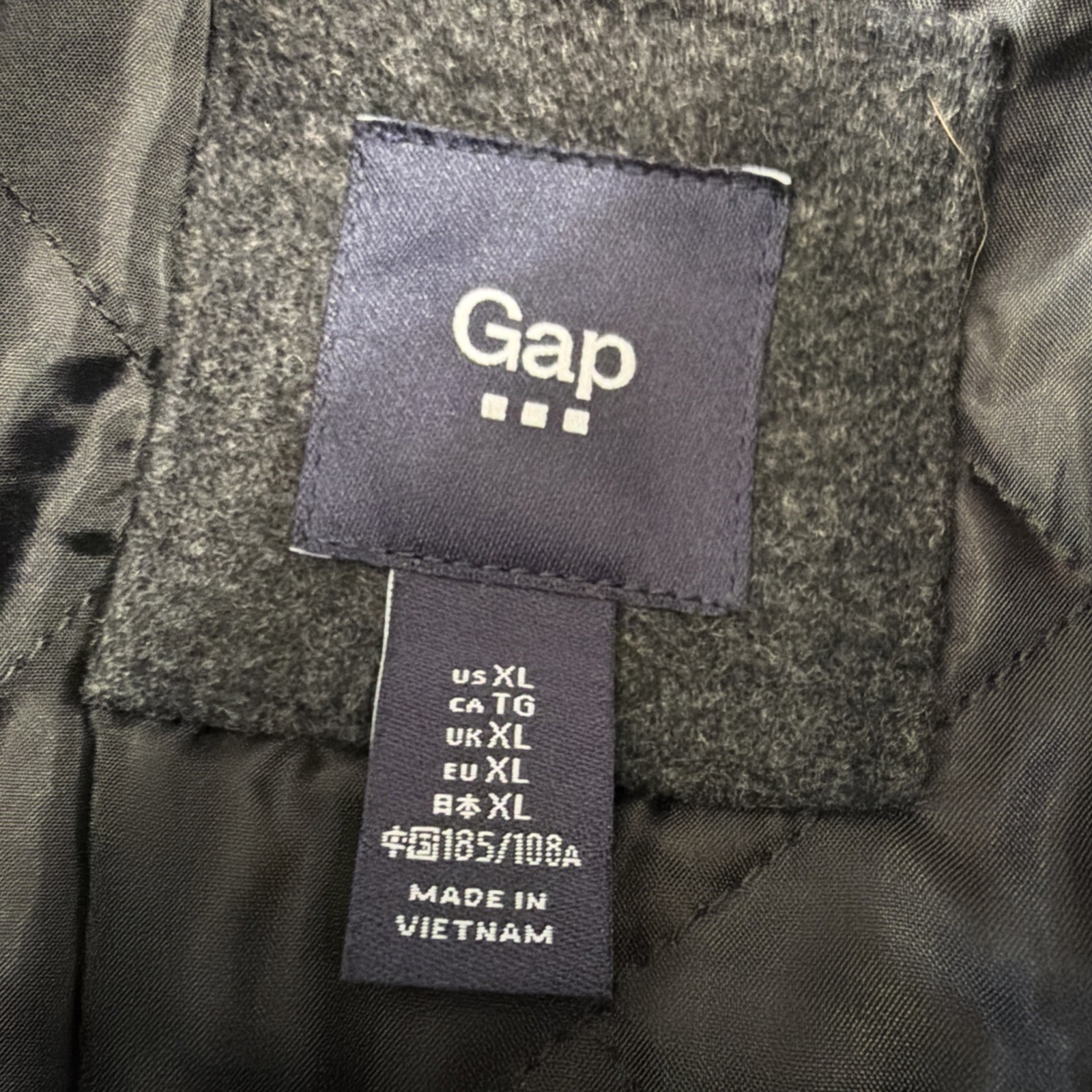 Gap Mens Wool Blend Jacket Car Coat XL Insulated ~ Charcoal Gray Spring Winter image 3