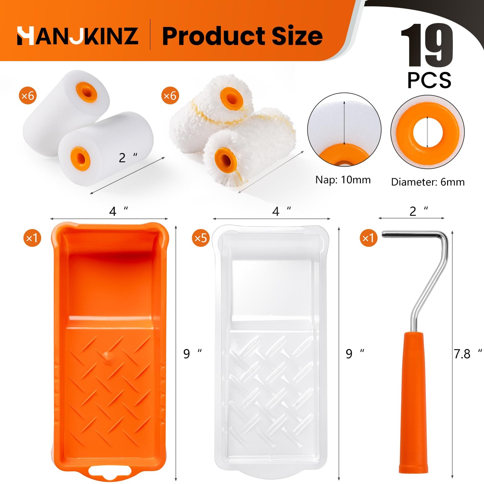 Paint Roller, 2 Inch Small Paint Roller Kit with High-Density Foam Paint Roll...