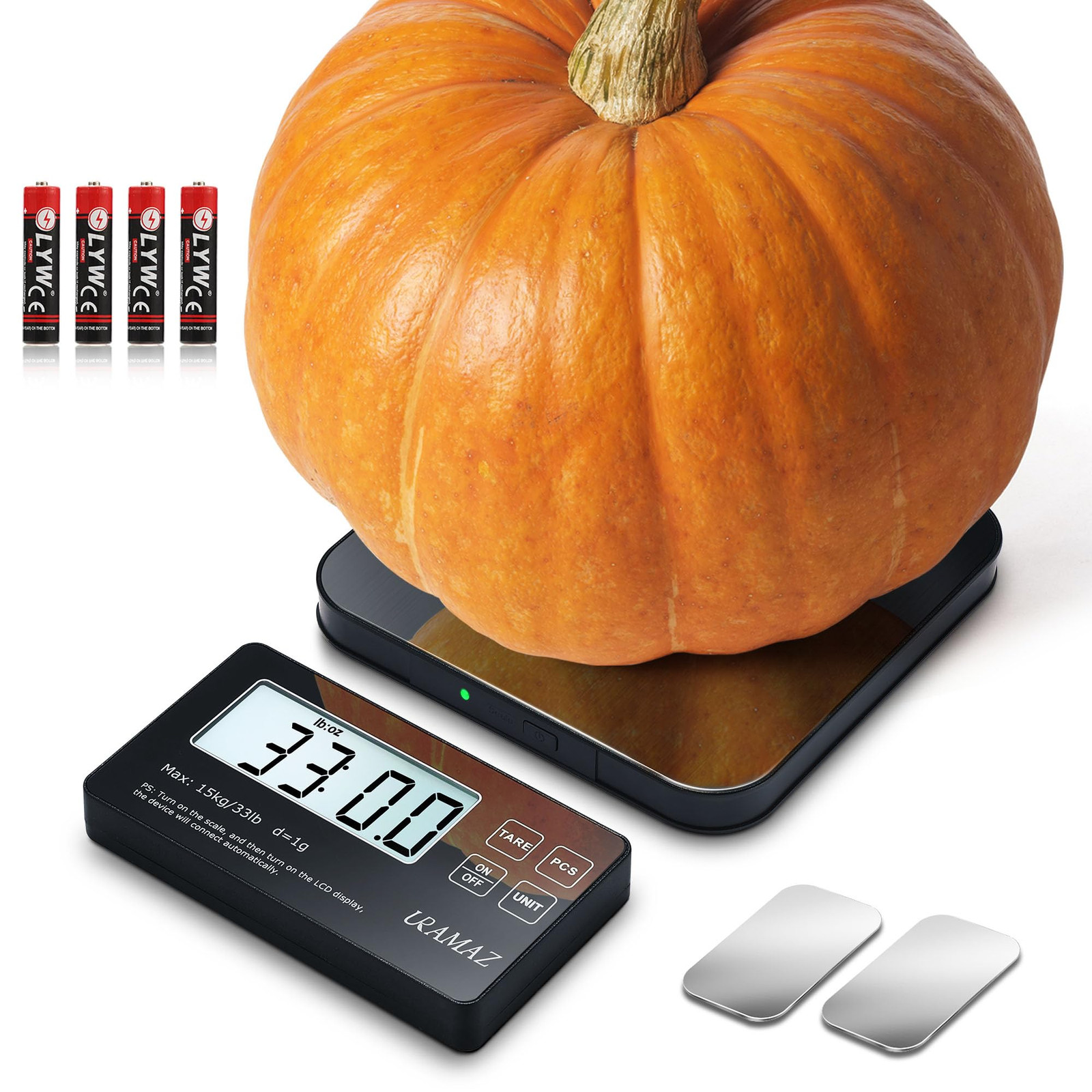 Báscula de Alimentos con Pantalla LCD Dividida, Báscula de Cocina de Acero Inoxidable 33Lb Digita...