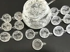 Waterford Crystal Antique Punch Bowl Set with Lid ,15 Cups , Glass Ladle