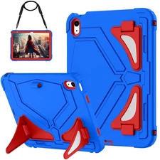 For iPad A16 2025 11th/10th Gen 2024 Shockproof Silicone Case +Shoulder Strap