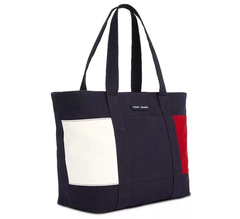 TOMMY HILFIGER TH Flag Lona XL Mujer Bolso de Mano - Azul Marino Foto 2 de 4