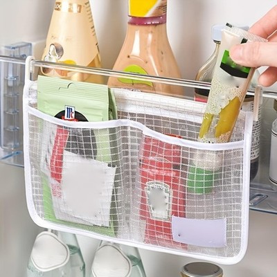 MOANLMY Refrigerator Door Organizer Set, Fridge Hanging Mesh Bag for Kitchen