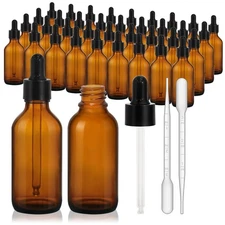 36Pack 2oz Dark Amber Dropper Bottles - 60ml Tincture Bottles with Eye Dropper f