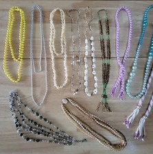 Vintage Costume JEWELRY Multi-strand Necklaces Navajo Ghost Bead Tassel Necklac