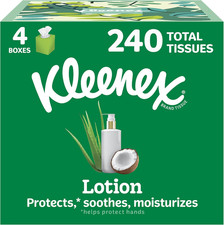 Kleenex Lotion Facial Tissues with Coconut Oil, 4 Cube Boxes, 60 Tissues per Box