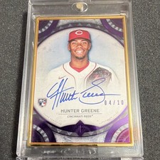 Topps 2022 Transcendent Rookie Autograph Hunter Greene #TCA-HG Purple 04/10 Reds
