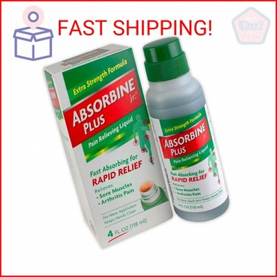 Absorbine Jr Plus Pain Relieving Liquid - New Extra Strength Formula - 4 fl oz