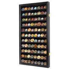 Military Challenge Coin Display Case Poker Chips Holder Wall Cabinet Showcase