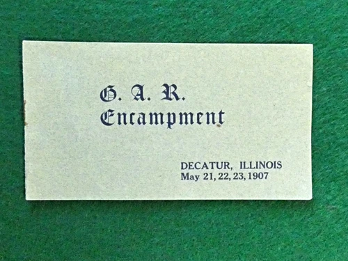 Vintage 1907 Illinois GAR Encampment Veteran Family Record Advertising Booklet