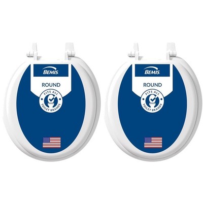 Durable Wood Toilet Seat, White, Round, Pack of 2