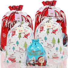 FYIN-HONG 12Pcs Christmas Gift Bags with Drawstring, Large Christmas Wrapping...