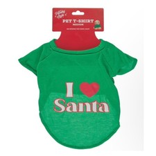 Holiday Style I Love Santa Pet T-Shirt Green Medium Dog Christmas Bin Deal