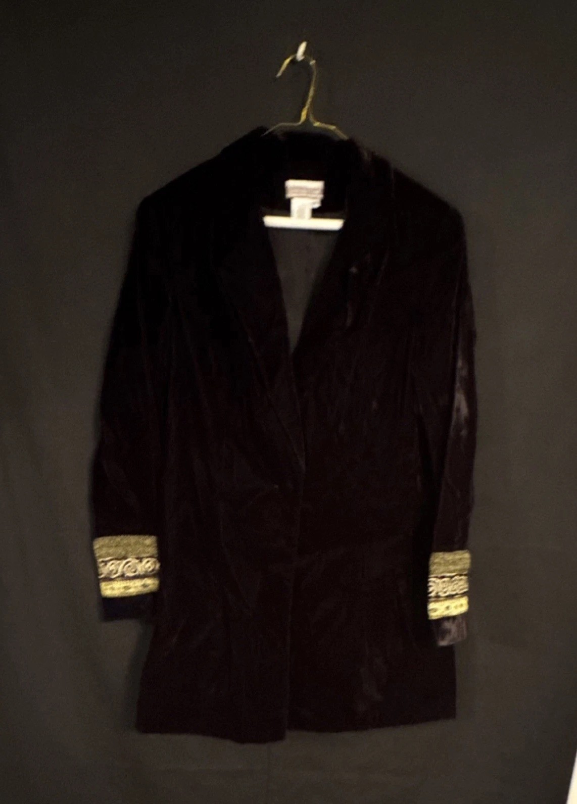 Vintage Coldwater Creek Embroidered Cuffs Jacket black/gold Long Sleeve Size 16