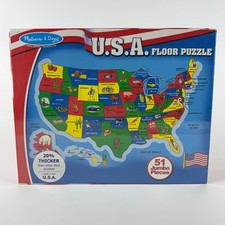 Melissa  Doug U.S.A. Floor Puzzle 51 Easy-Clean Jumbo Pieces Geography Learning