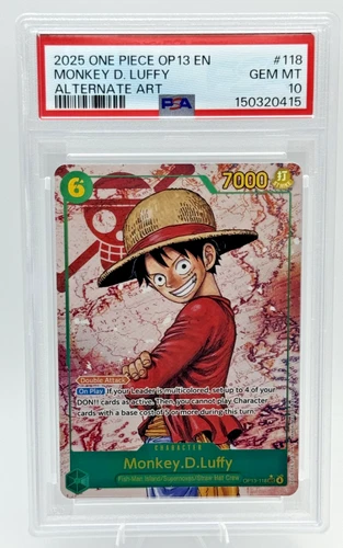 2025 One Piece #OP13-118 Monkey D. Luffy SEC Alt Art Carrying On His Will PSA 10