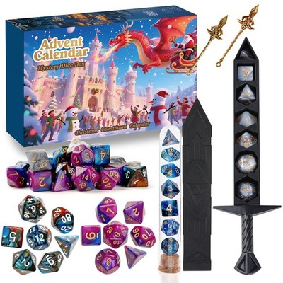 DND Dice Set Advent Calendar 2025, Christmas D&D Black/Red 