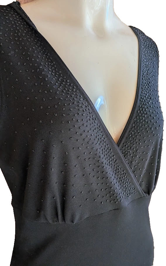 Vintage 90s Y2K Babydoll Dress M Asymmetrical Beaded Whimsigoth Vamp Holiday USA - Image 4 of 4