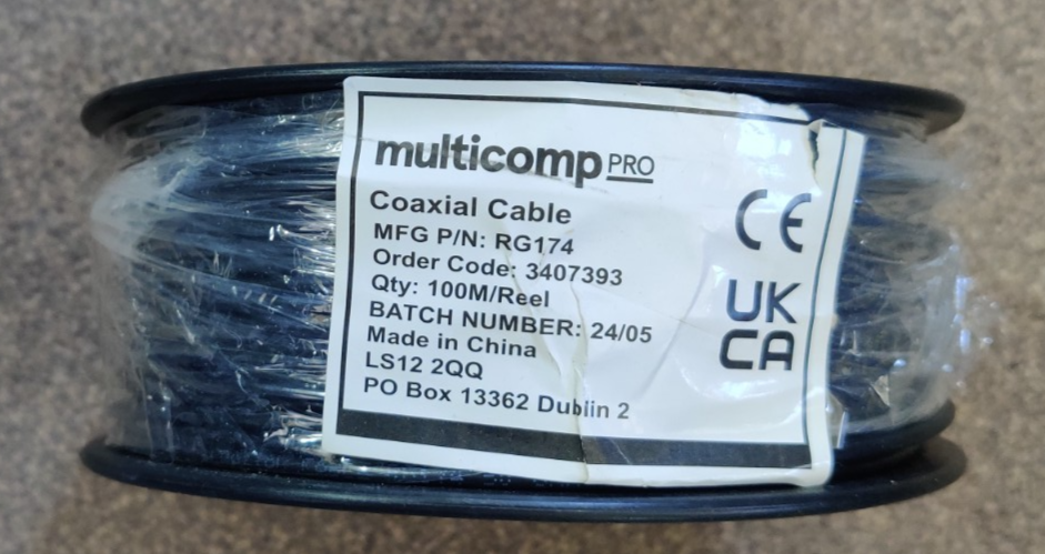 MULTICOMP PRO 3407393 RG174 Coax 100m Reel