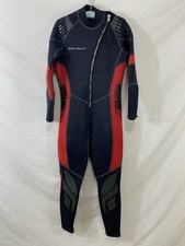 SEASKIN Mens sz: S/SMALL Full Length Wet Suit Black Red Neoprene