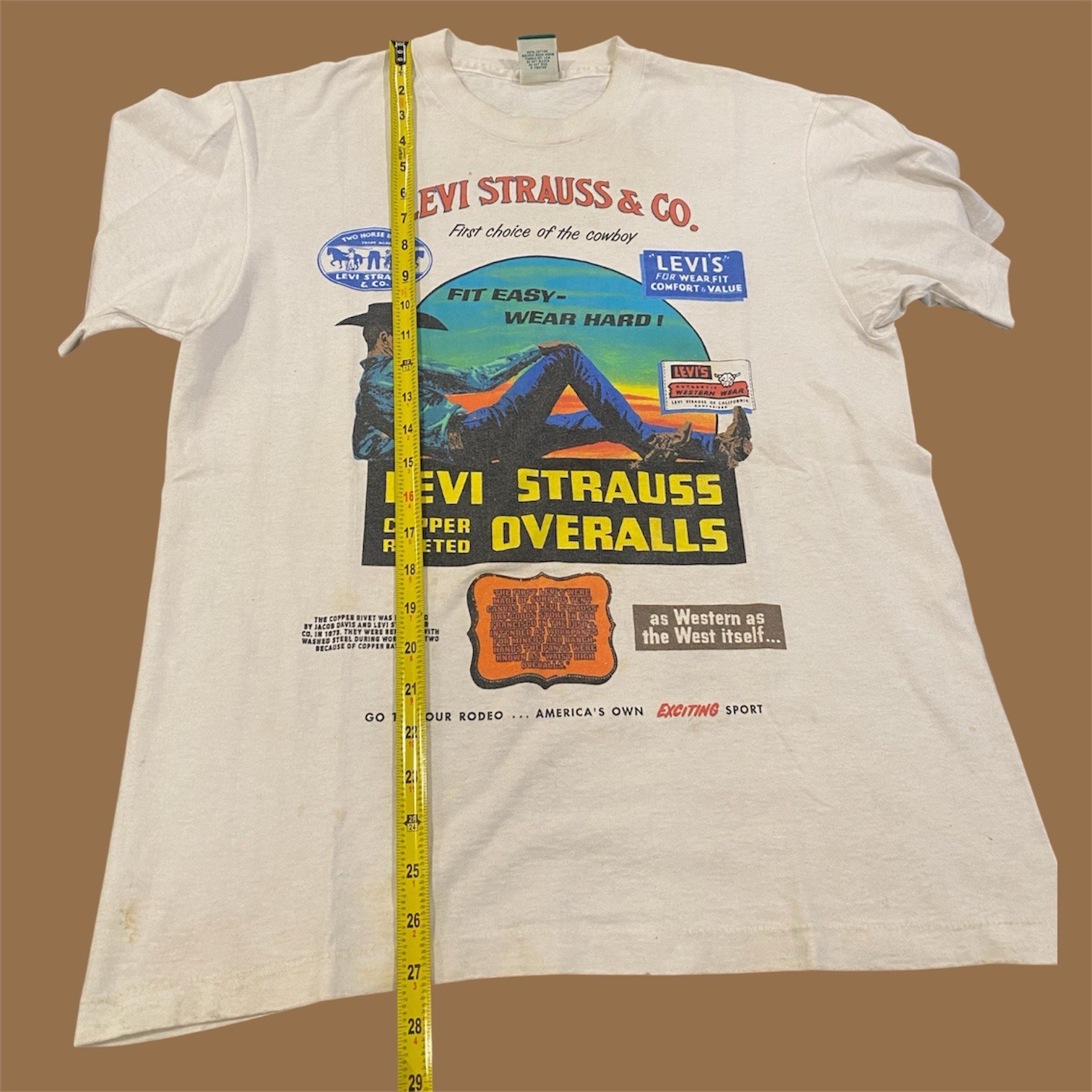 Vintage 90s Levi’s Strauss Big E Denim Jeans Deadstock Rare Promo T Shirt Medium image 3
