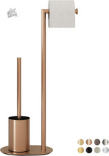 Rollenständer und Bürstenhalter Roségold, WC-Bürste mit Toilettenpapierhalter in