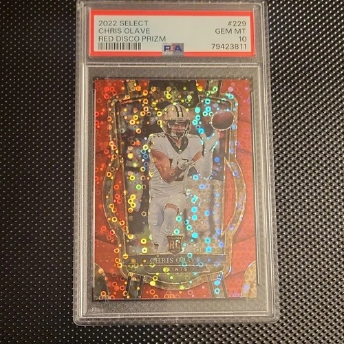 2022 Panini Select Club Level Chris Olave #229 Red Disco Prizm /49 PSA 10 (RC)