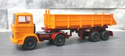 Vtg. HO Wiking 1970's Era Mercedes-Benz Dump Truck & Trailer (Orange) MINT