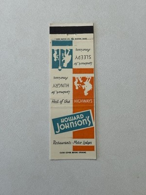 Howard Johnsons Restaurant Motor Lodge Vintage Matchbook Cover R