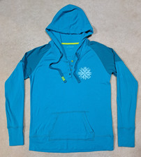Crazy Shirts Hawaii Las Vegas Women's Lightweight Hoodie Size L Aqua Blue Floral