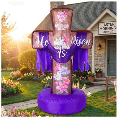 7.2 FT Long Easter Inflatables Outdoor Decorations He Is Risen Inflatables Blow
