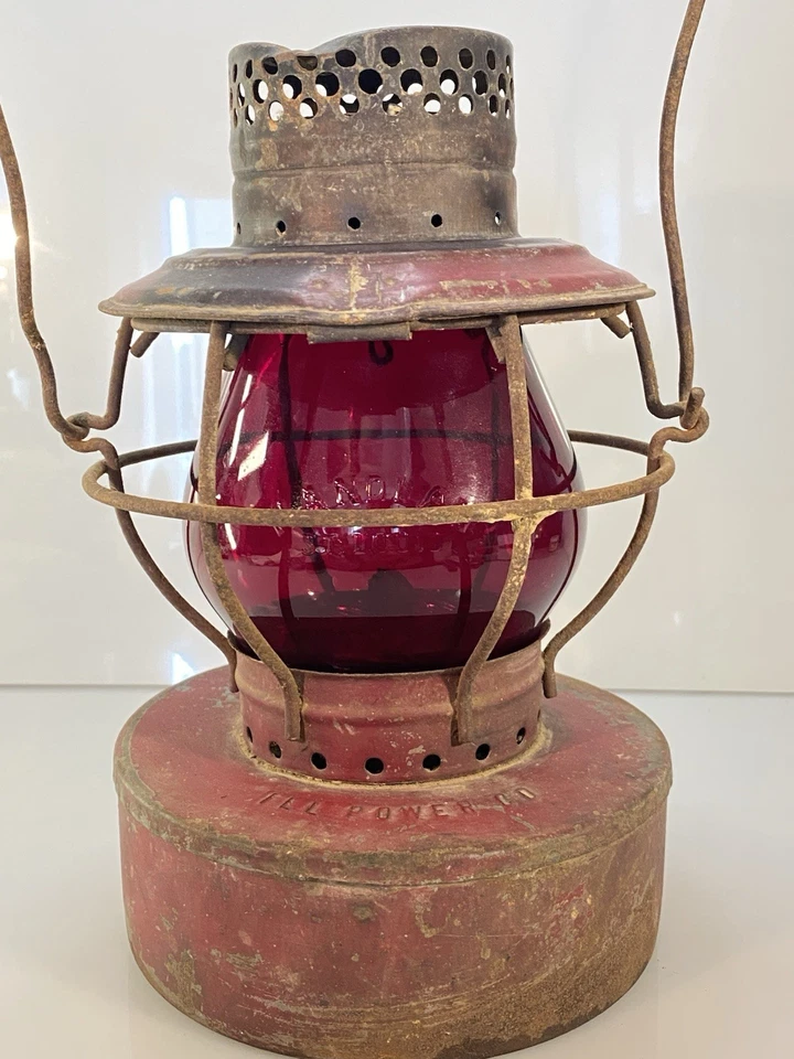 Antique Handlan St. Louis USA Highway ENG & Const Co. Lantern Red Globe - Image 2 of 4