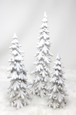 White Glittered Resin Trees For Christmas Table Decoration Set of 3 NWOB