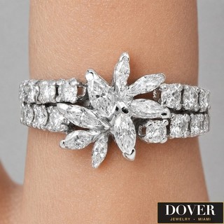Estate 2.00ct Diamond 12K White Gold Floral Cluster Band Ring 5.2 Grams NR