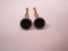 SINGLES(2) 5/16" Black & GOLD PLATE Vintage KREMENTZ Formal Tux Shirt Stud b246