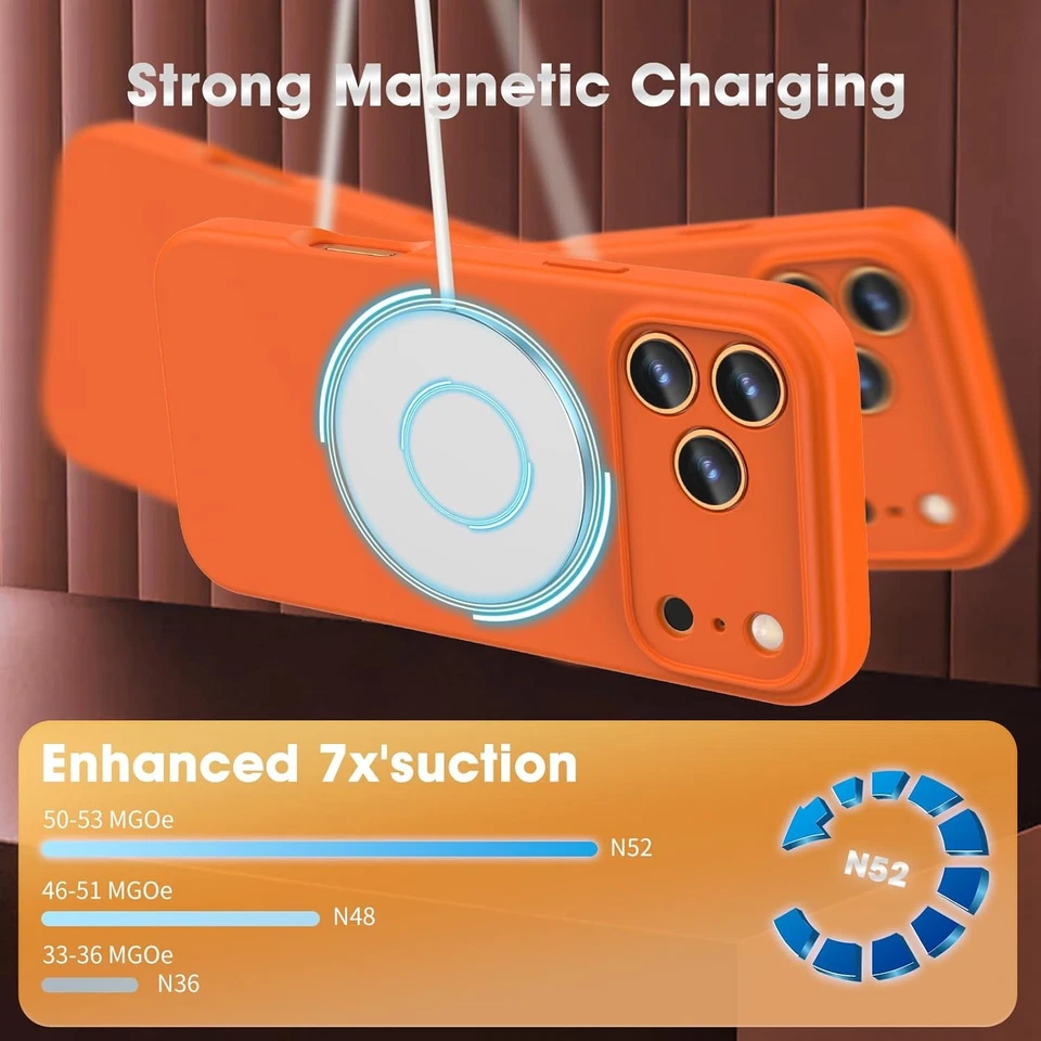 Funda protectora magnética de silicona líquida para iPhone 17 Pro a prueba de golpes Foto 3 de 4