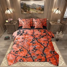 Orange Camouflage 7 Pieces Bedding Set Size,Rustic Cabin Full Orange,black