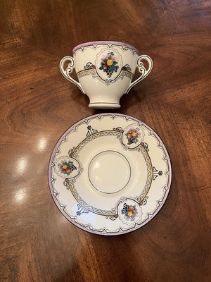 ADDERLEY BONE CHINA ENGLAND REGINA Double Handled Cup w/  Saucer