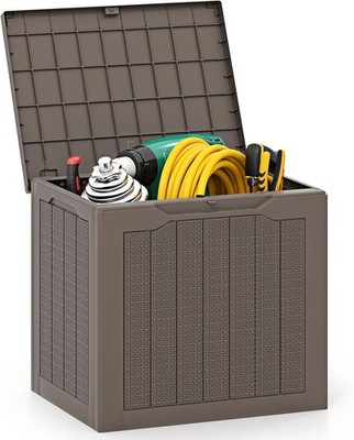 25 Gallon Outdoor Stora Box, Patio De Box with Loable Lid,