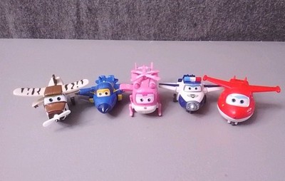 Super Wings Mini Transform-A-Bots Airplane Action Figures Group Lot Set of 7