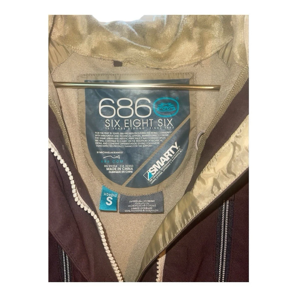 686 Women’s SMARTY Snowboard Jacket Brown Size Small Waterproof Insulated Hooded - Image 3 of 3