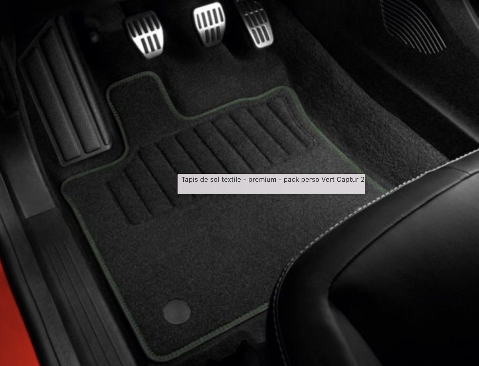Tapis de sol textile Captur 2 anti usure avec liseré vert personnalisable