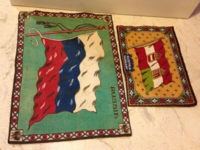Vintage Tobacco Cloths Felt Flags of Russia and Austria-Hungary colorful