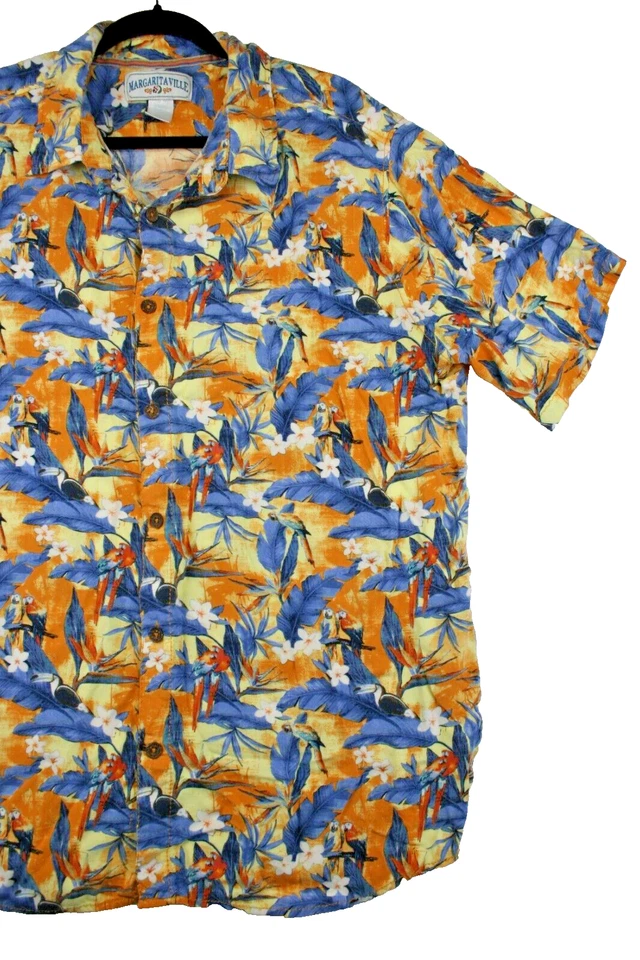 Camisa Hawaiana Vintage Jimmy Buffet's Margaritaville Parots Colorida Talla L/XL Foto 3 de 4