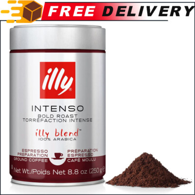 illy Intenso Ground Espresso Coffee, Bold Roast, Intense, Robust