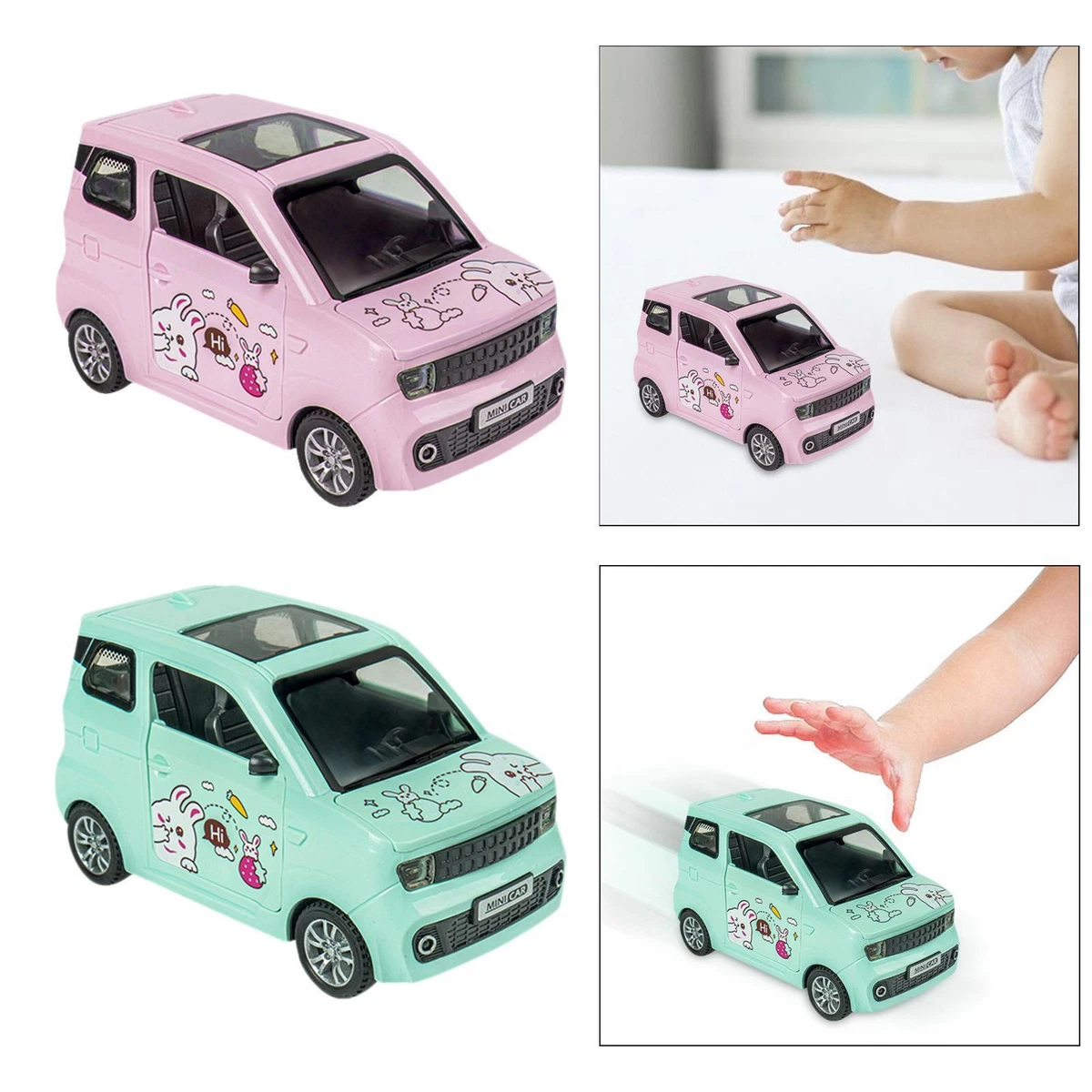 Mini Toys Cars with Flashing Light Sounds Openable Door Portable