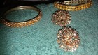 Vintage Amber Rhinestone Bracelet and Earring Set — photo 3