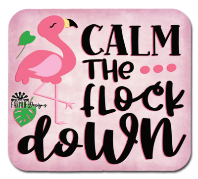 Flamingo Magnet Calm the Flock Down metal tin 4'' wide refrigerator handmade