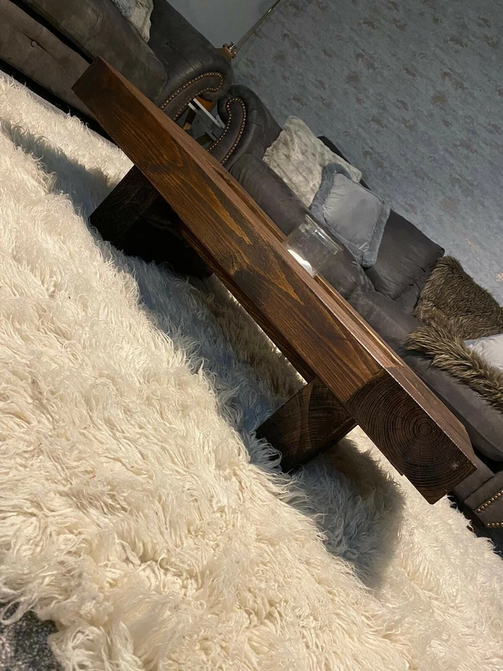 Rustic handmade solid wood sleeper coffee table Xtra Large - Image 2 of 4